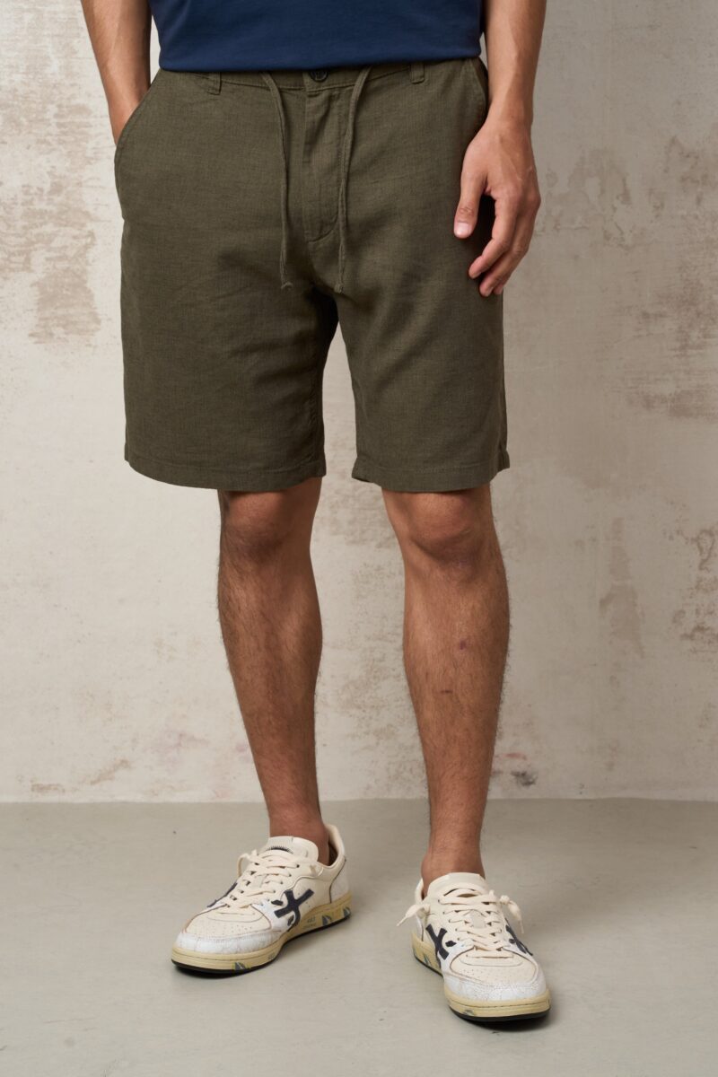 Parrion 1044 Men's Green Linen Bermuda Shorts - Lightweight & Comfortable Casual Shorts - Image 3