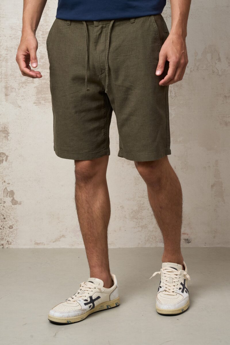 Parrion 1044 Men's Green Linen Bermuda Shorts - Lightweight & Comfortable Casual Shorts