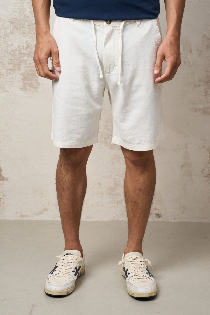 Parrion 1042 Men's White Linen Bermuda Shorts - Lightweight & Comfortable Summer Shorts