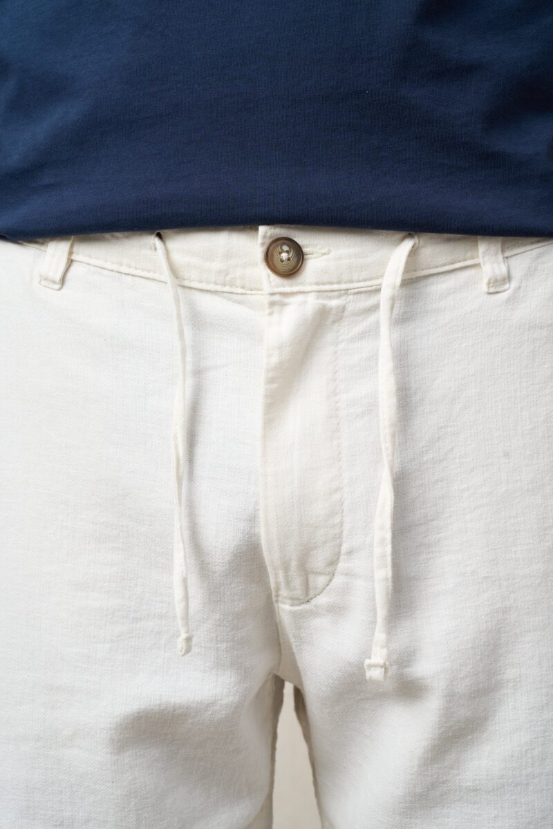 Parrion 1042 Men's White Linen Bermuda Shorts - Lightweight & Comfortable Summer Shorts - Image 6