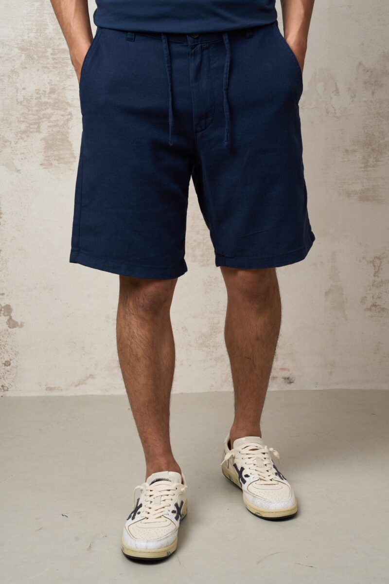 Parrion 1043 Men's Blue Linen Bermuda Shorts - Lightweight & Comfortable Casual Shorts - Image 3