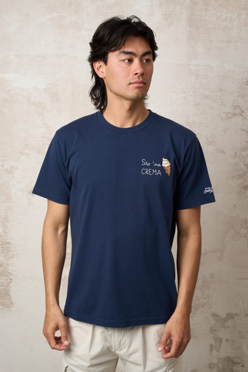 Parrion Sto Ma CREMA T-Shirt - Stylish Portofino Blue Graphic Tee for Men & Women