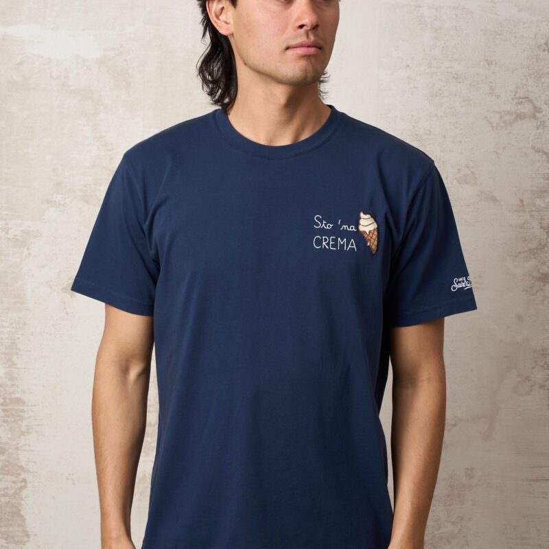 Parrion Sto Ma CREMA T-Shirt - Stylish Portofino Blue Graphic Tee for Men & Women