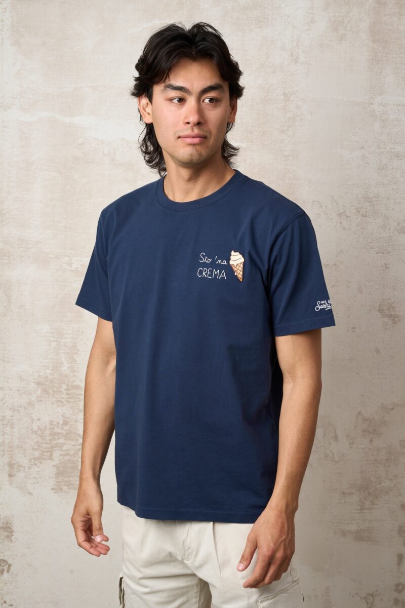 Parrion Sto Ma CREMA T-Shirt - Stylish Portofino Blue Graphic Tee for Men & Women - Image 2