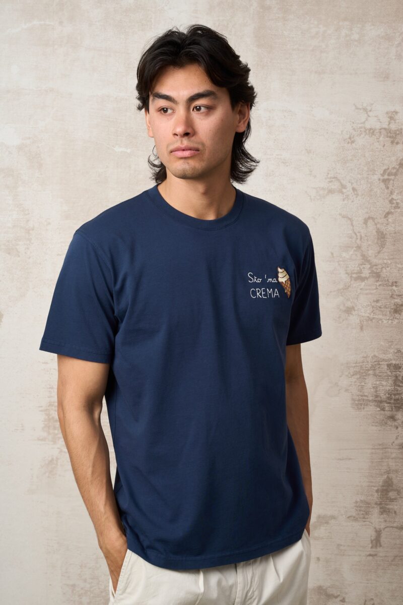 Parrion Sto Ma CREMA T-Shirt - Stylish Portofino Blue Graphic Tee for Men & Women - Image 3
