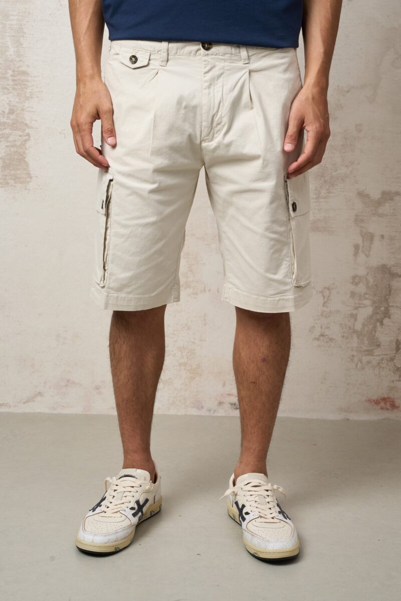 Parrion 1698 Men's Ecru Cargo Bermuda Shorts - Comfortable & Stylish Utility Shorts - Image 2