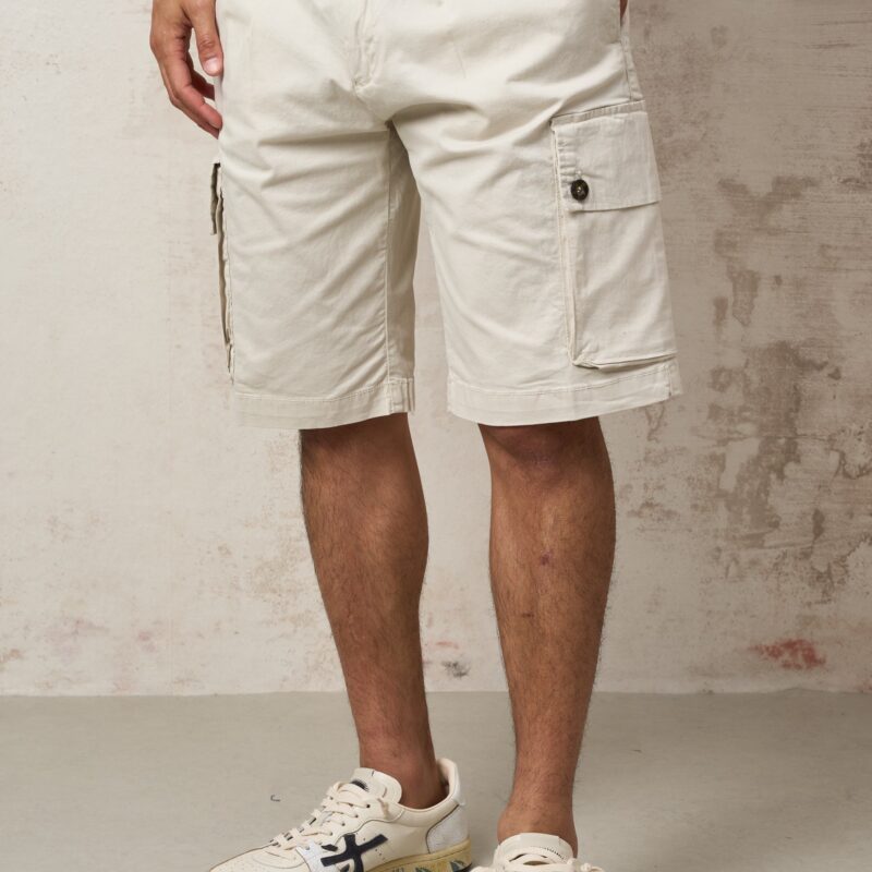 Parrion 1698 Men's Ecru Cargo Bermuda Shorts - Comfortable & Stylish Utility Shorts