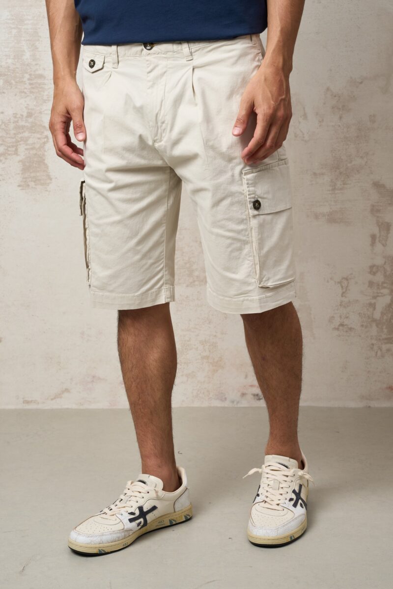 Parrion 1698 Men's Ecru Cargo Bermuda Shorts - Comfortable & Stylish Utility Shorts - Image 3