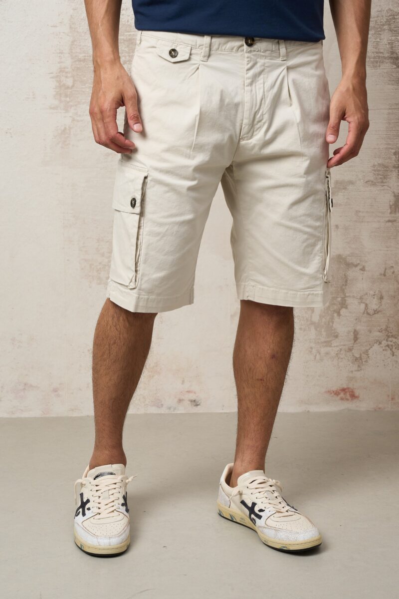 Parrion 1698 Men's Ecru Cargo Bermuda Shorts - Comfortable & Stylish Utility Shorts - Image 4