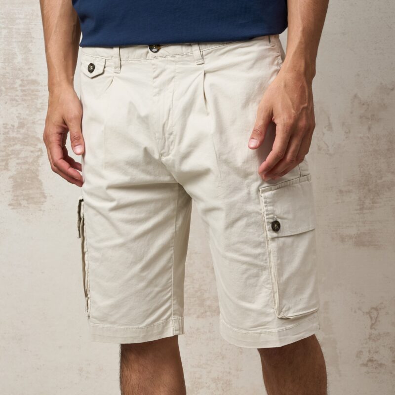 Parrion 1698 Men's Ecru Cargo Bermuda Shorts - Comfortable & Stylish Utility Shorts - Image 8